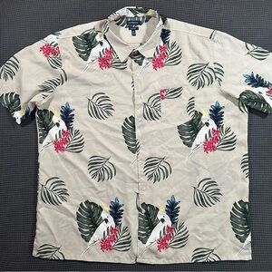 Croft and Barrow Tropical Parrot Hawaiian Button Shirt XXL Easy Care